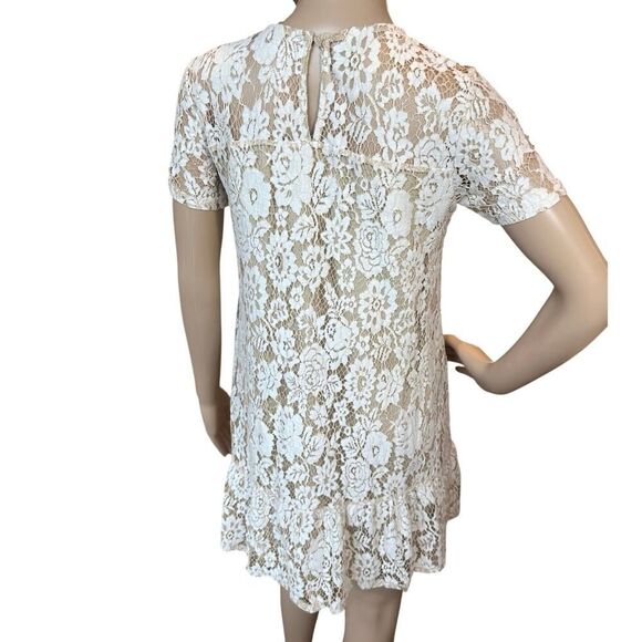 Mi Ami Ivory Lace Overlay Embroidered Floral Bridal Fairy Romantic Dress Size XS - Picture 4 of 16